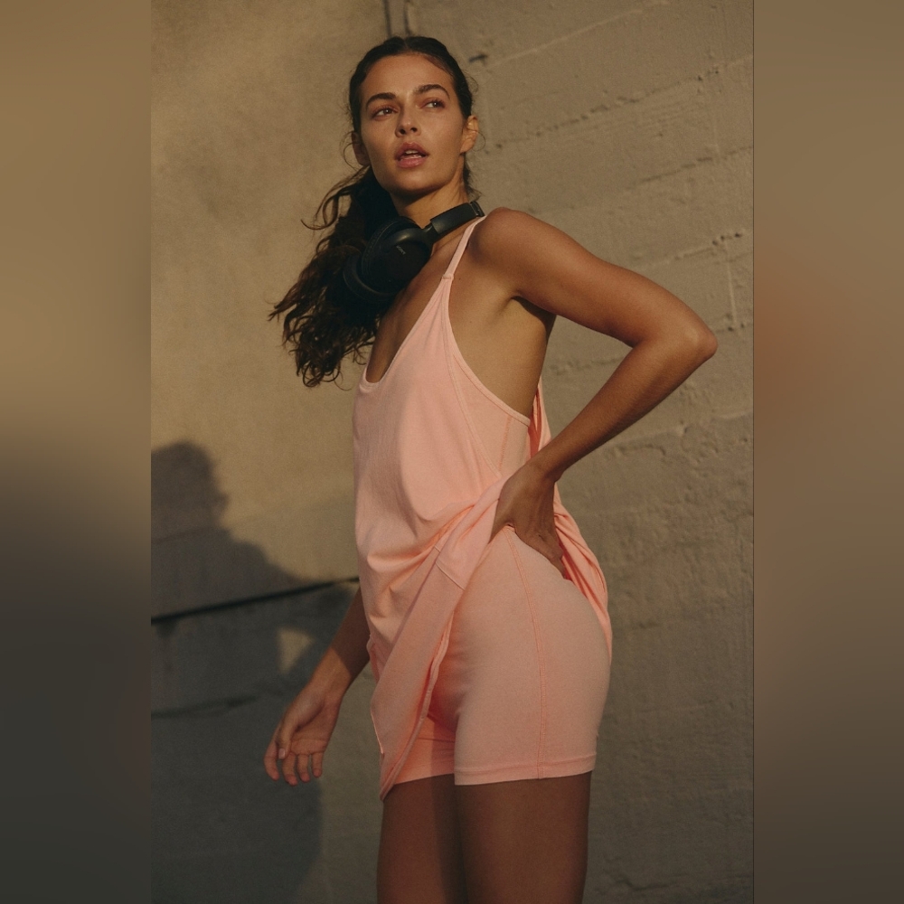 FP Movement Hot Shot Mini Dress in Pastel Peach